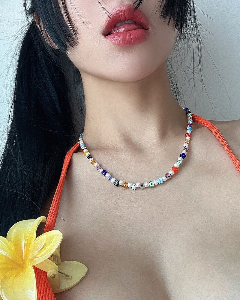 [UNISEX] Beads gemstone pearl necklace