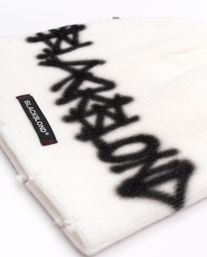 BBD Hand-stitched Graffiti Logo Beanie (White)