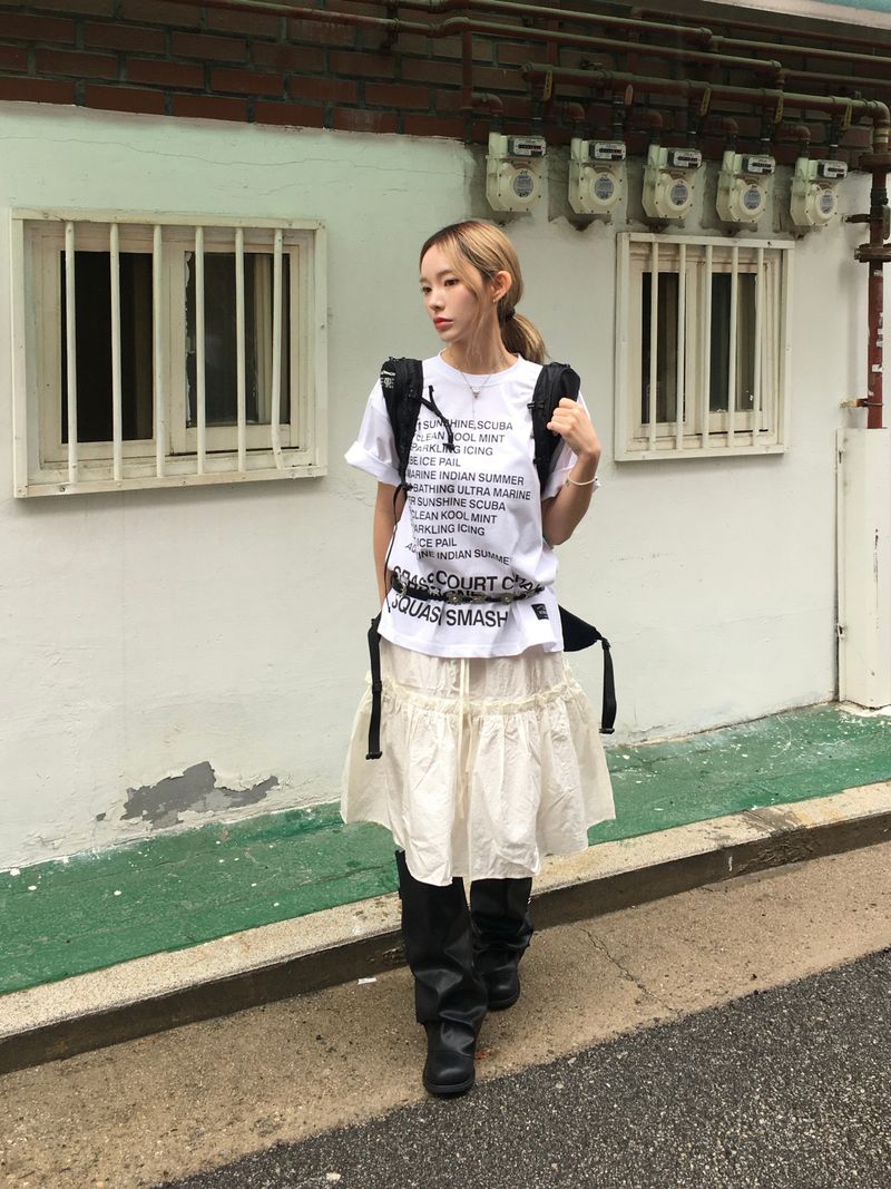 Roti Nylon Midi Shirred Skirt (2c)
