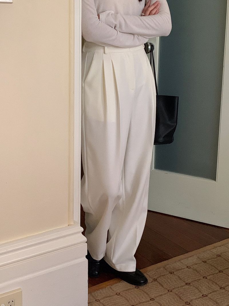 luch wool pintuck wide slacks