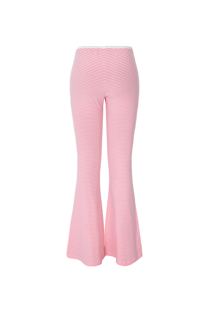 stripe boot cut pants red