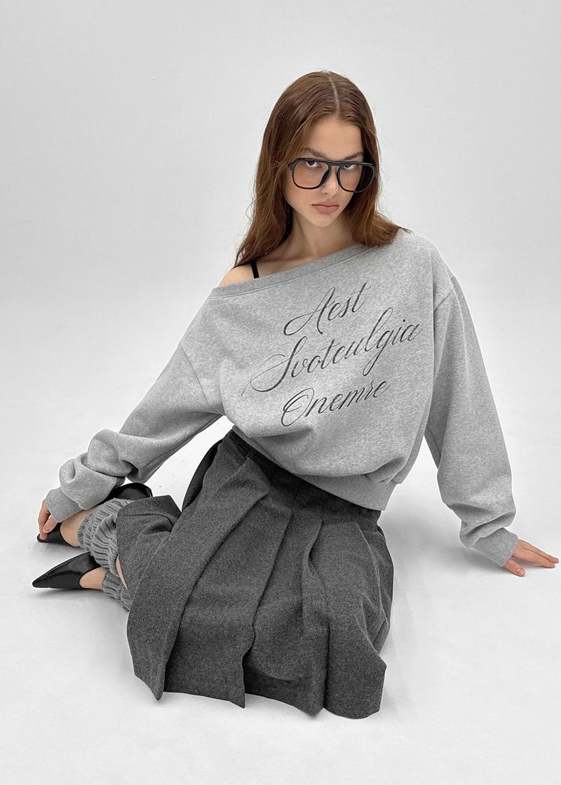 BLACKUP（ブラックアップ）の「[MADE] Doobin Printed Off-Shoulder Fleece-Lined Sweatshirt（Tops）」
