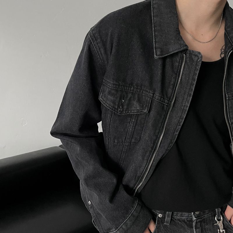 RU8314 Unbalanced Jean Jacket (2 colors)