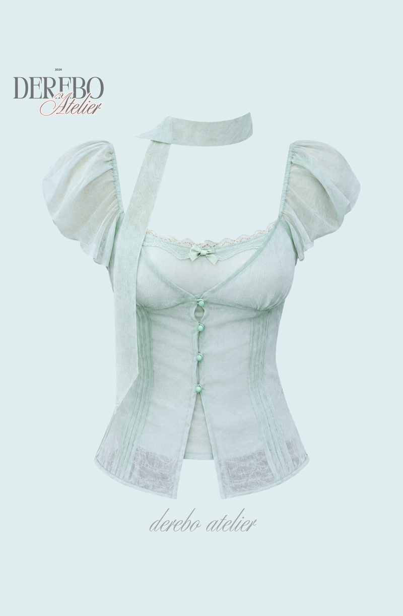 antique mint chiffon blouse
