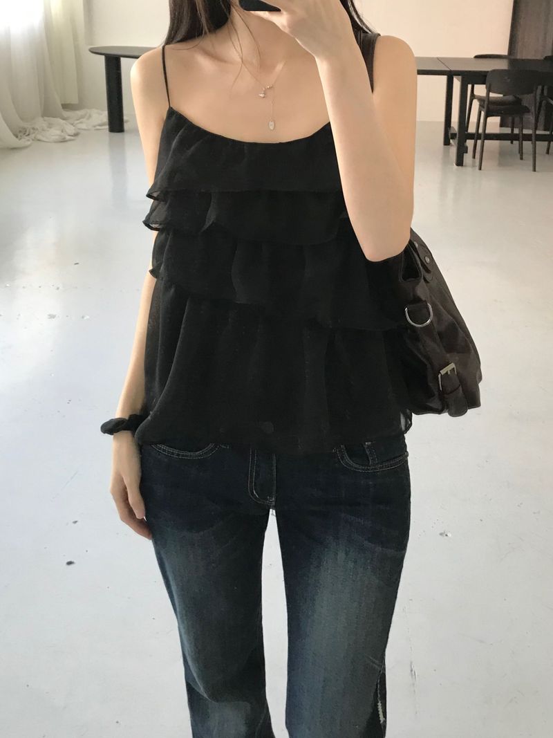 See-through frill bustier (2 colors)