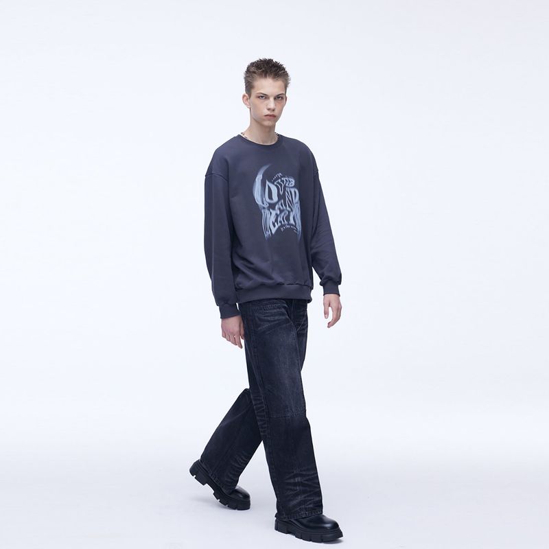 Double Knee Carpenter Wide Denim Pants Black