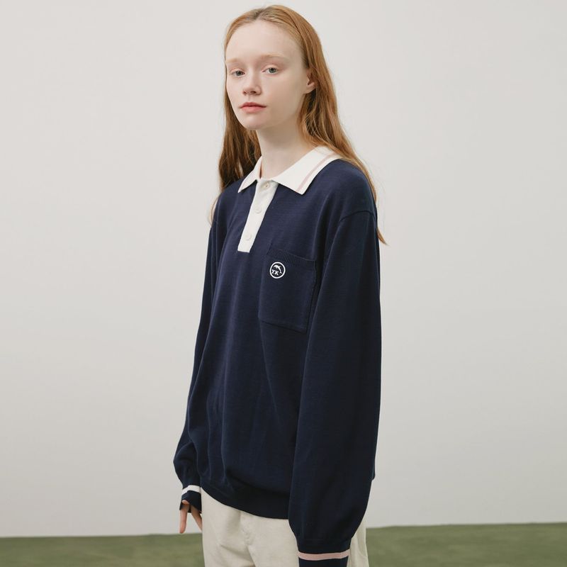 WaiKei(ワイケイ)の「Line Collar Knit(Tops)」