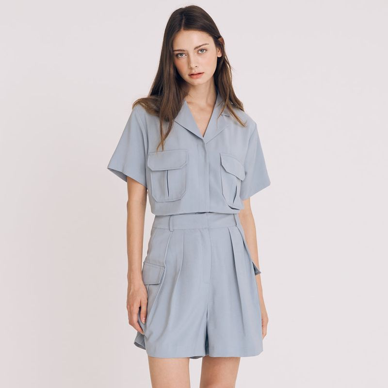 FREIHEIT（フライハイト）の「CROP TWO POCKET SHIRT(SKYBLUE)（Tops）」