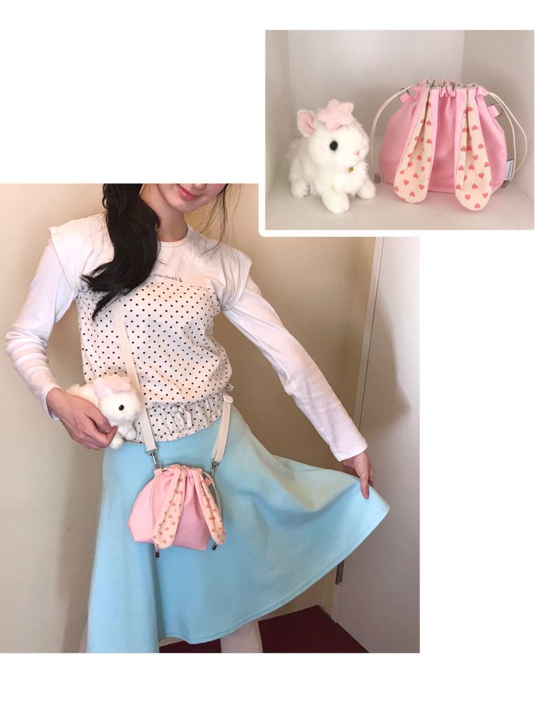 Bunny bag - Pink heart