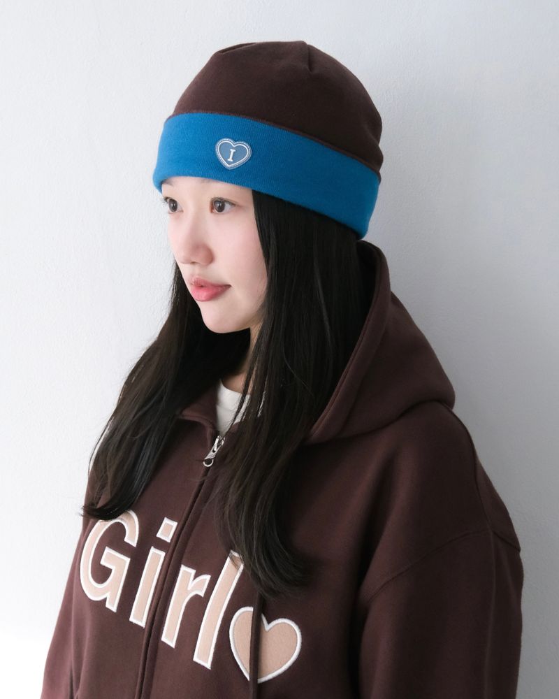 Twin key beanie - Teal brown
