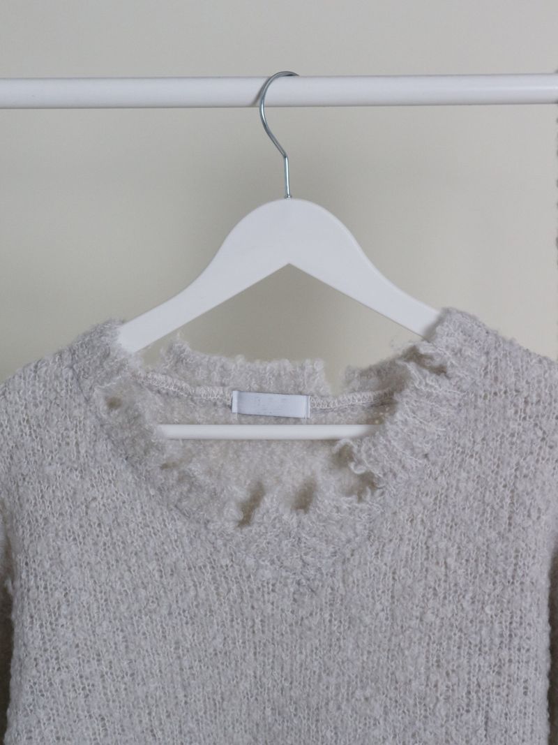 Puddle Demoor Tester Damage Long-Sleeved Knitwear Dress (Muffler Set)