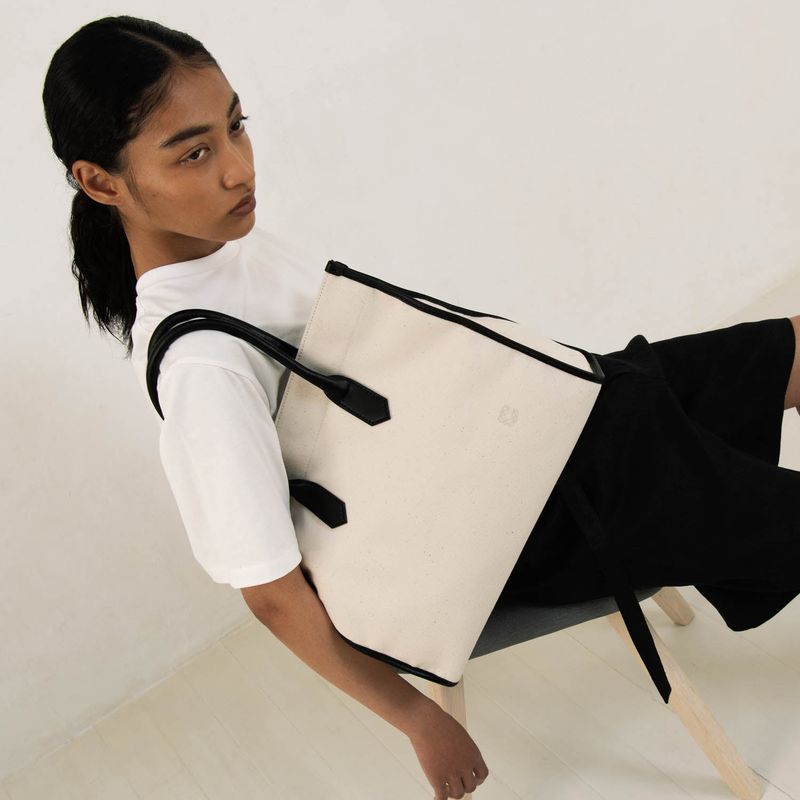 Apple Leather&OrganicCotton Tote bag