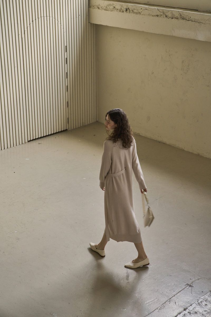 UNBALANCED KNIT DRESS_OATMEAL