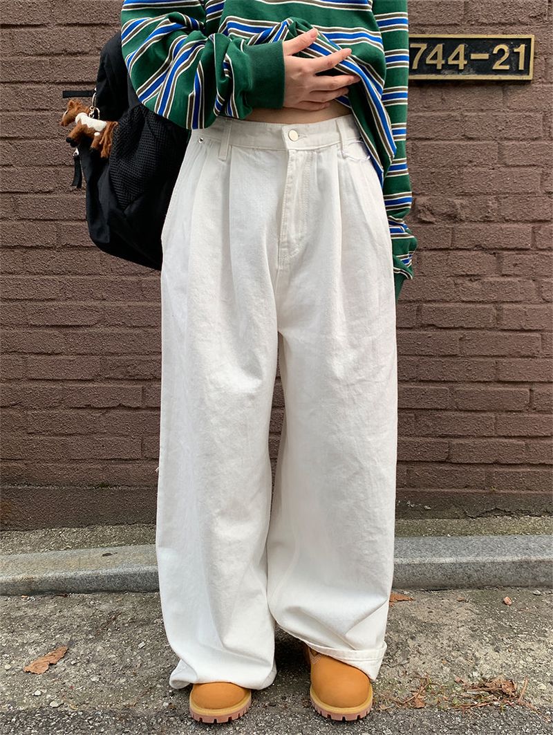 SLAB PINTUCK WIDE JEANS (3C)