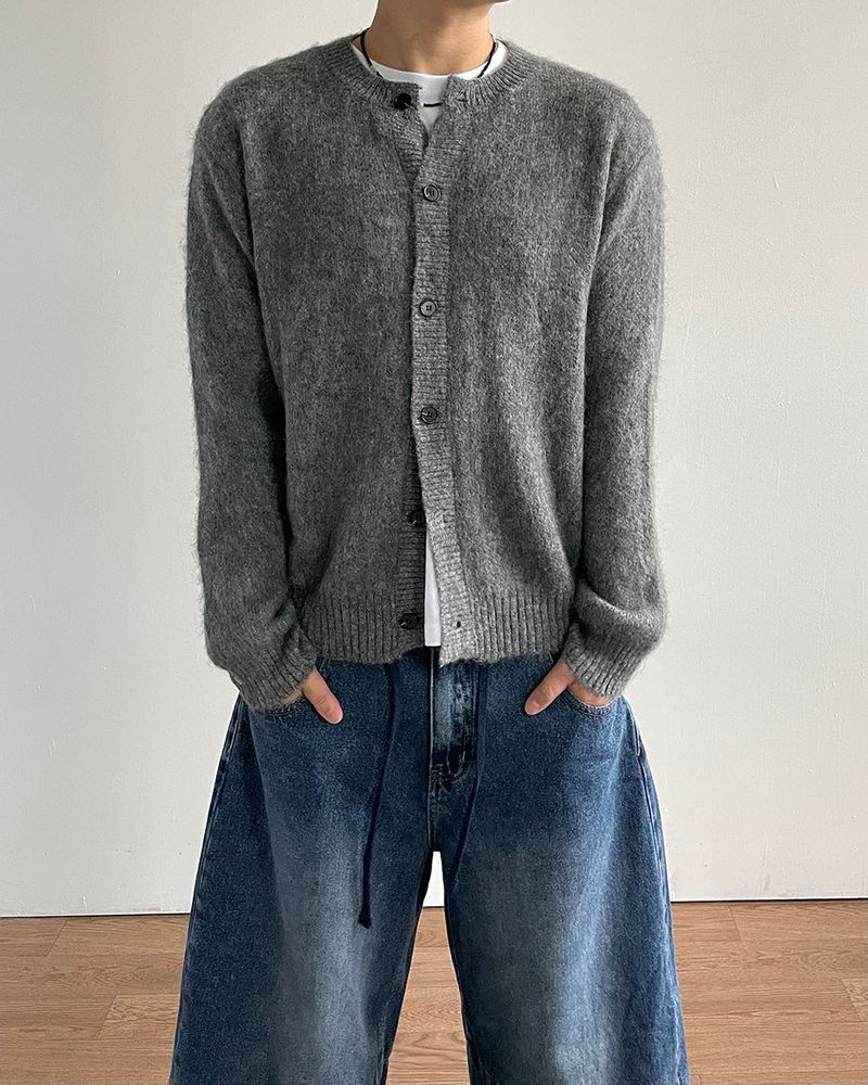 Hairy Wool crop Knit Cardigan