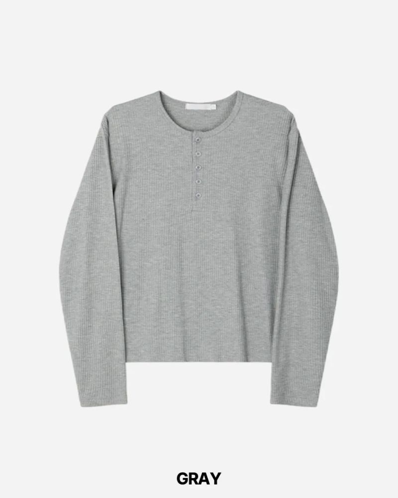 スポヘンリーネックワッフルロングスリーブ T