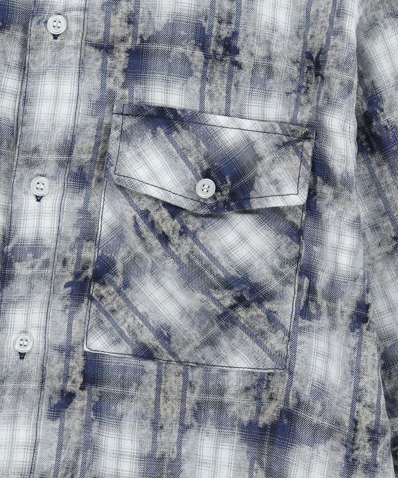 BLEACHED RAW-CUT CHECK SHIRT