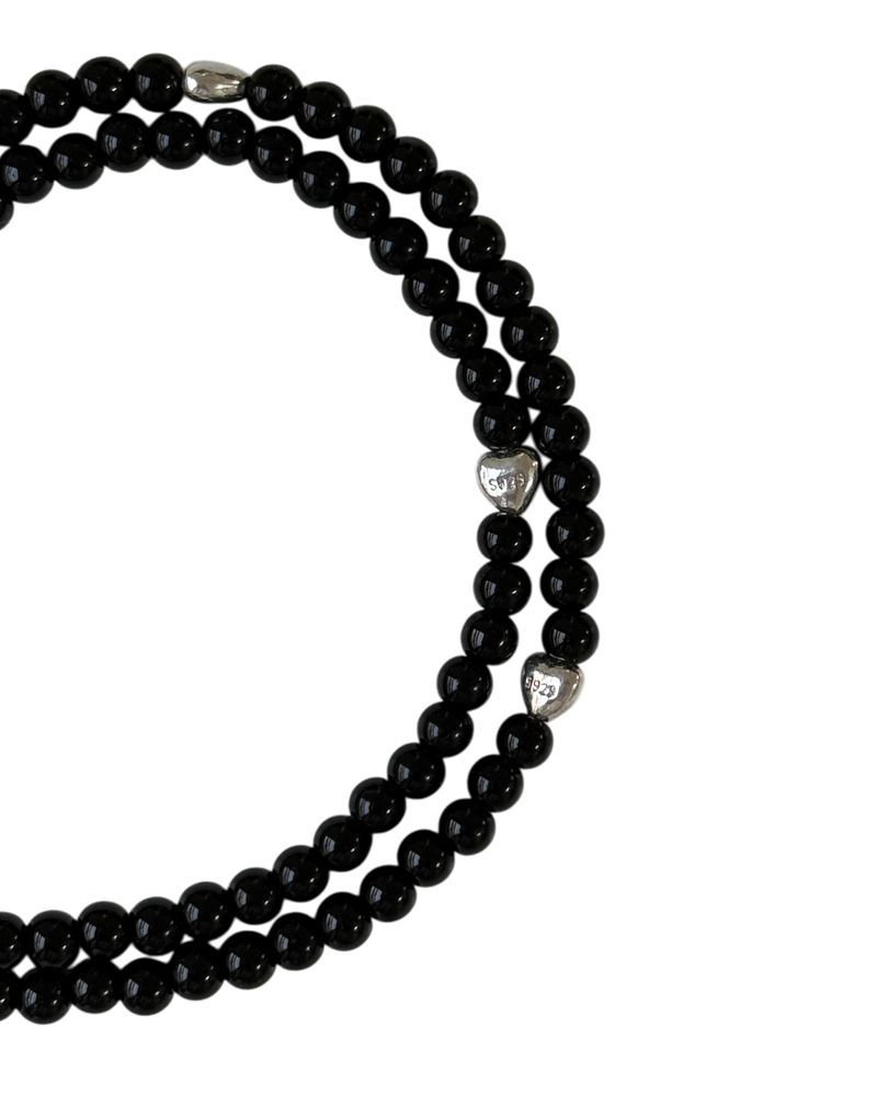 Noir heart choker necklace (silver)