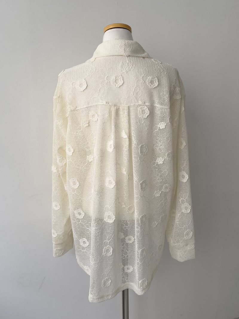 Flower Net Collar Neck Shirt