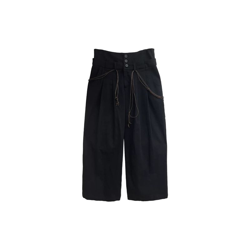 Black high-button-up wide pants