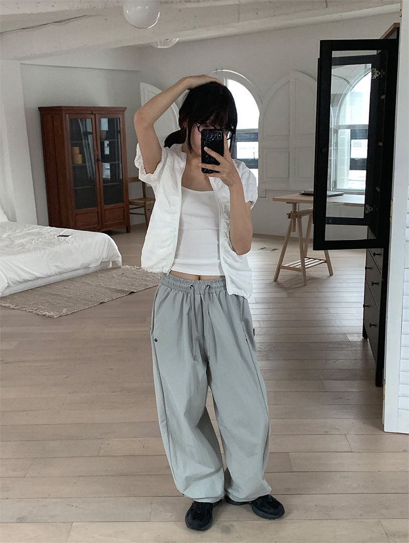 NYLON BIJO SNAP BUTTON PANTS (4C)