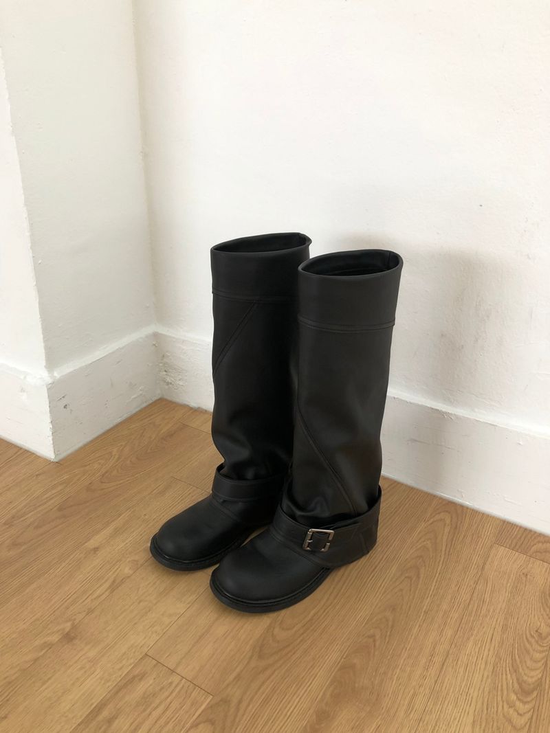 ヴィンテージ バックル フォールド ロングブーツ(one color)
