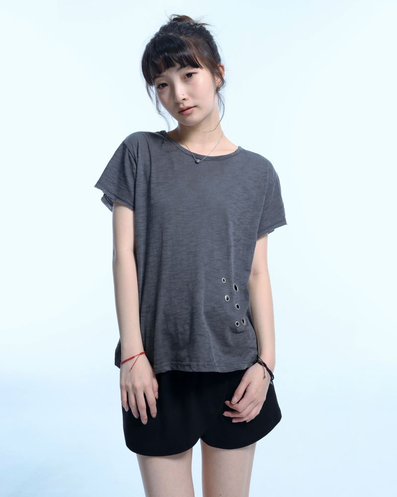 Grunge Claw Camo Eyelet Tee - Charcoal