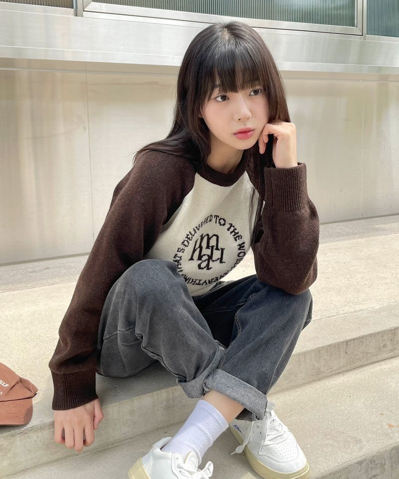 LAMBSWOOL JACQUARD RAGLAN KNIT