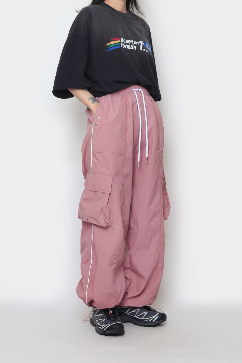 Piping nylon cargo pants