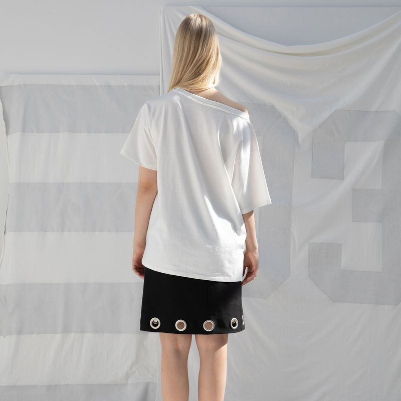 EYELET MIDI SKIRT (BLACK)