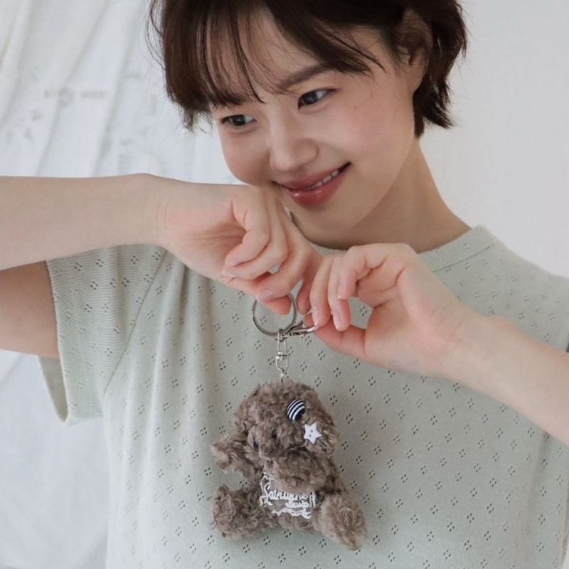 Lace Taupe Puppy Keyring