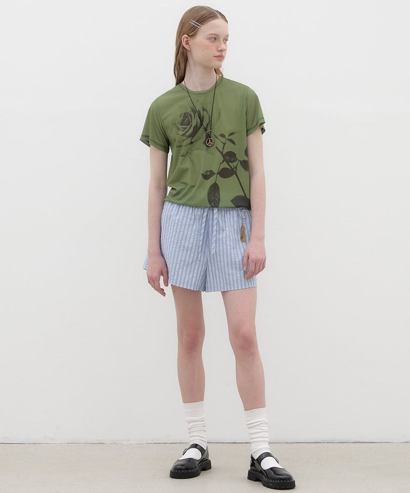 Rose Printed T-shirt - Green