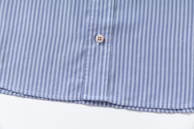 SIGNATURE BACK PATCH HAND-STITCHED CROSS PATCH POCKET STRIPED SHIRT