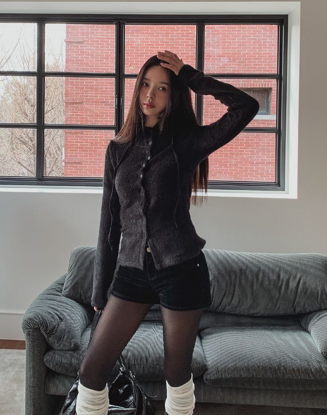 ULAN（ユレン）の「Tiddy High Neck Button Hood Cardigan（Tops）」