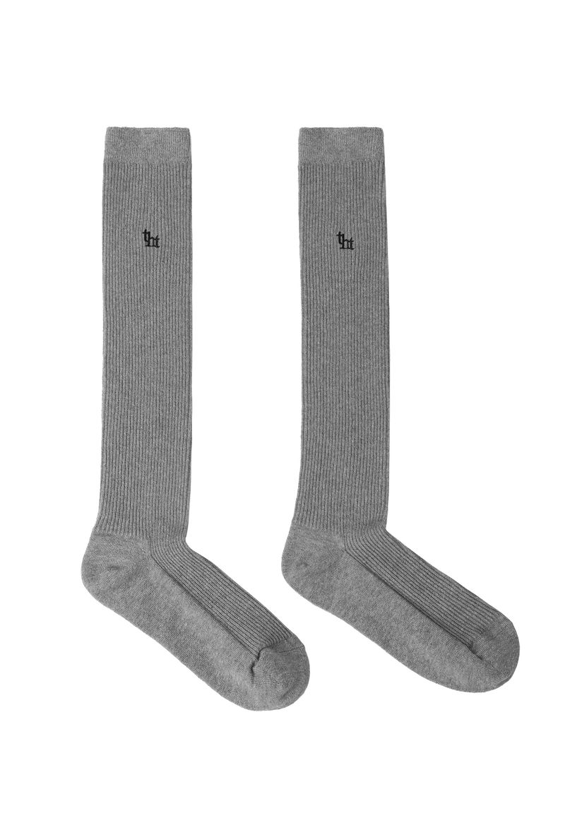 tht rib knee socks - gray