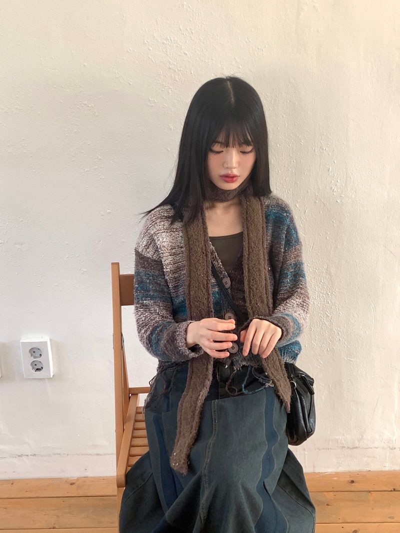 Lendon vintage snow long knit muffler