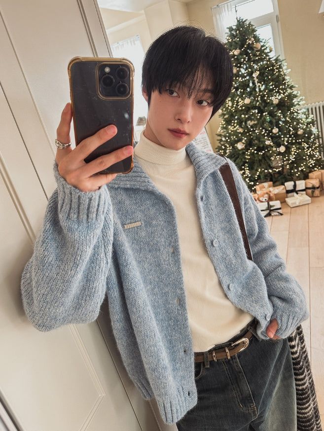 Martic Wool Collar Warmer Knit Cardigan