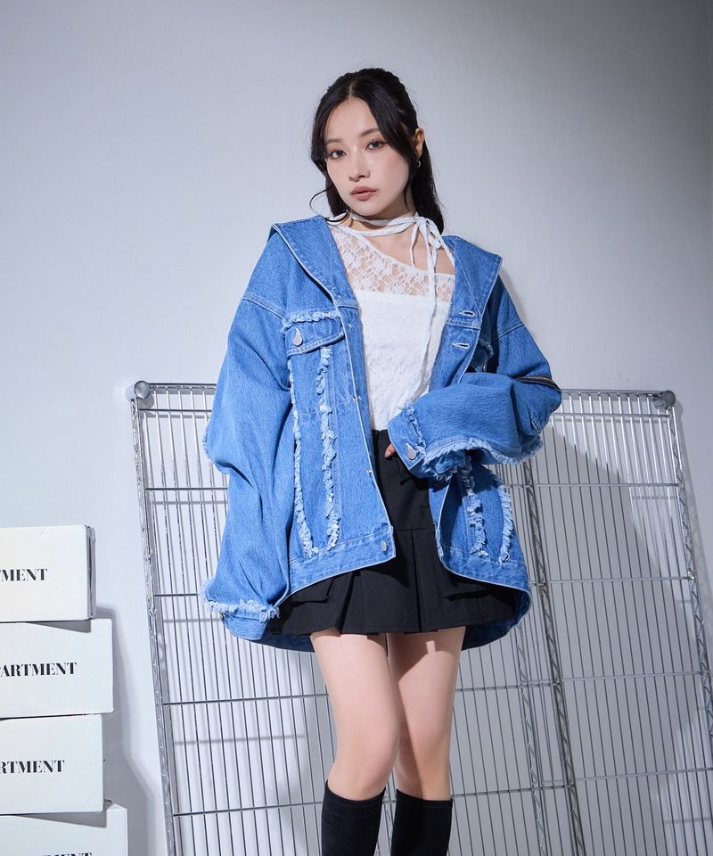 UNISEX フーディデニムジャケット