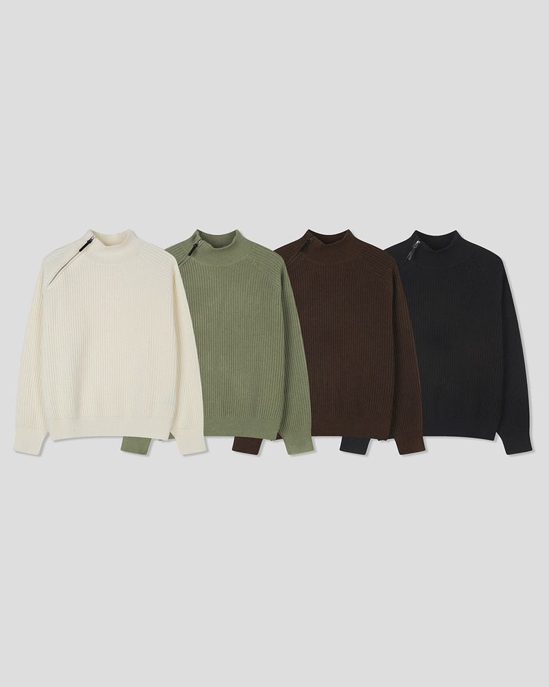 Niv Shoulder Zip-Up Regular Knit
