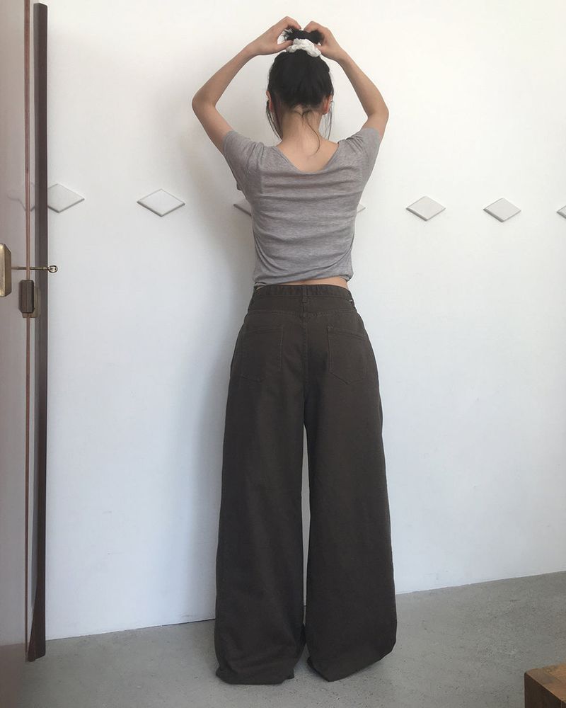 Putting Side Pintuck Wide Cotton Pants