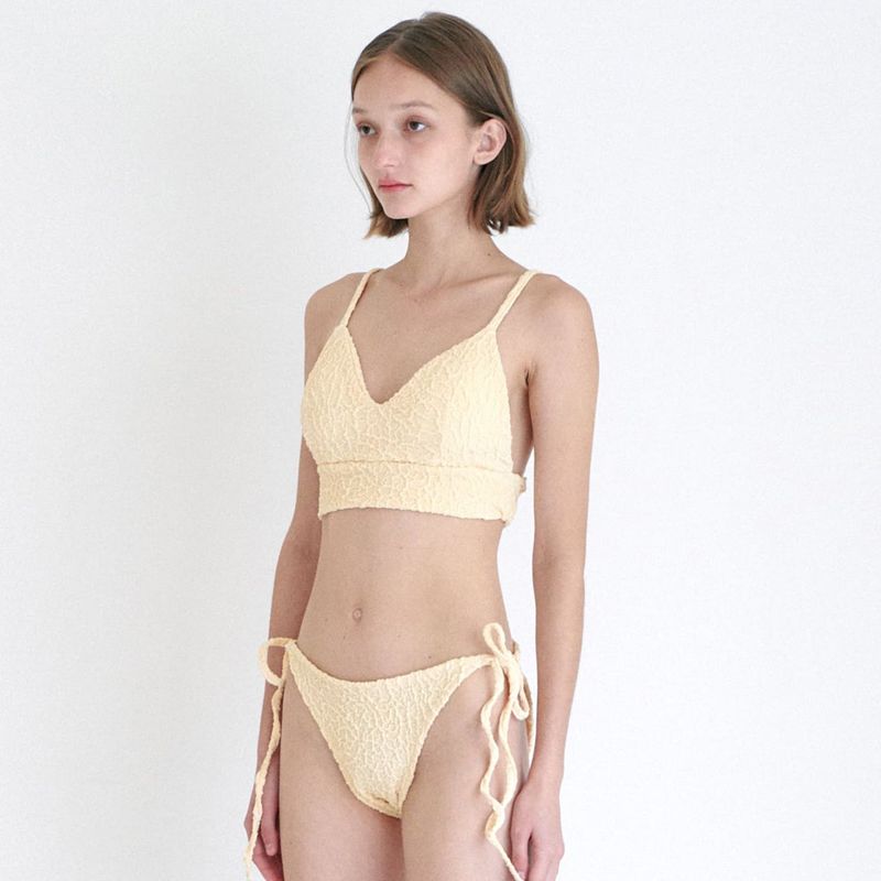 STRING SHIRRING BIKINI SET / BUTTER