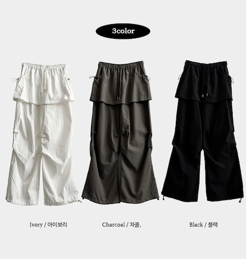 Log banding layered pocket skirt pants