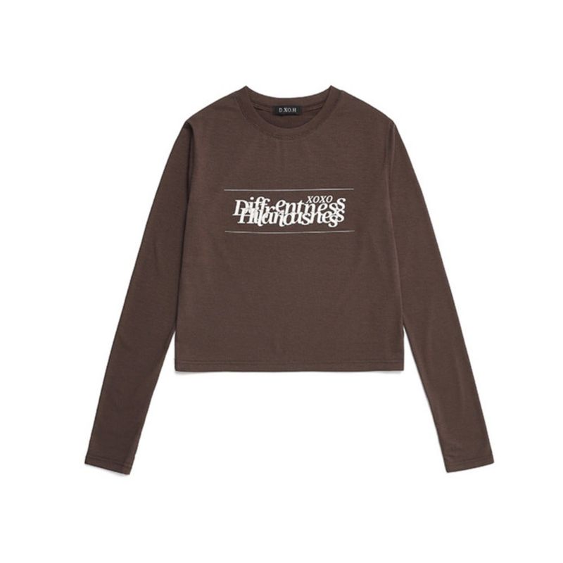 スタックスローガンロゴウォーマークロップ長袖Tシャツ