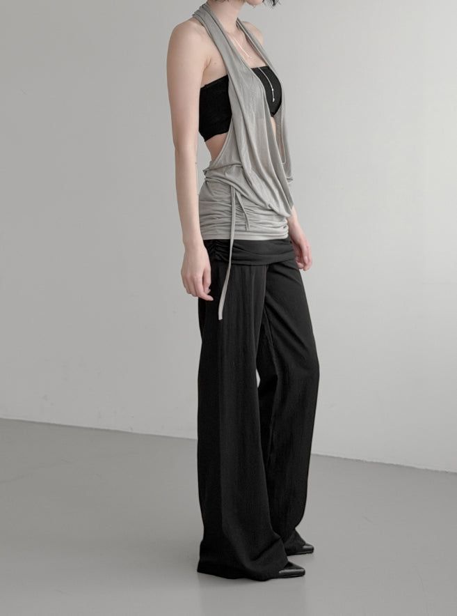Desert Cowl Neck Hooded Drape Top