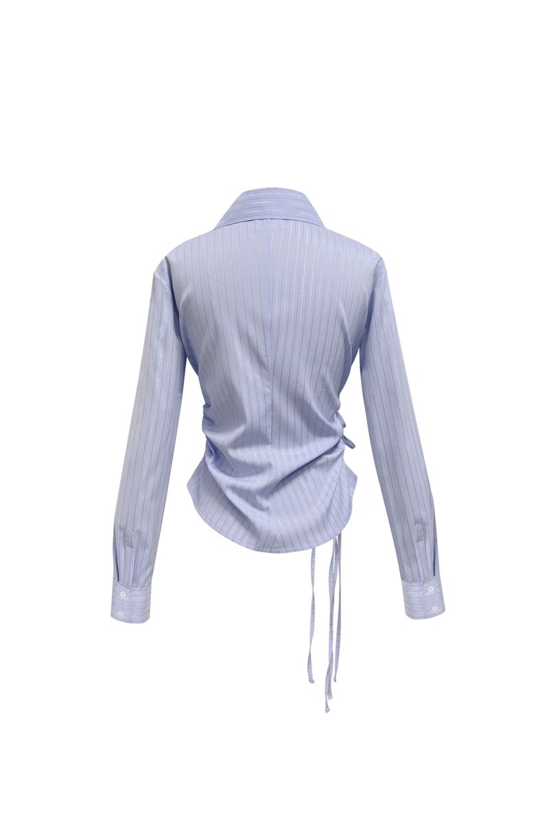 EVE STRIPE WRAP SHIRT / SKY BLUE