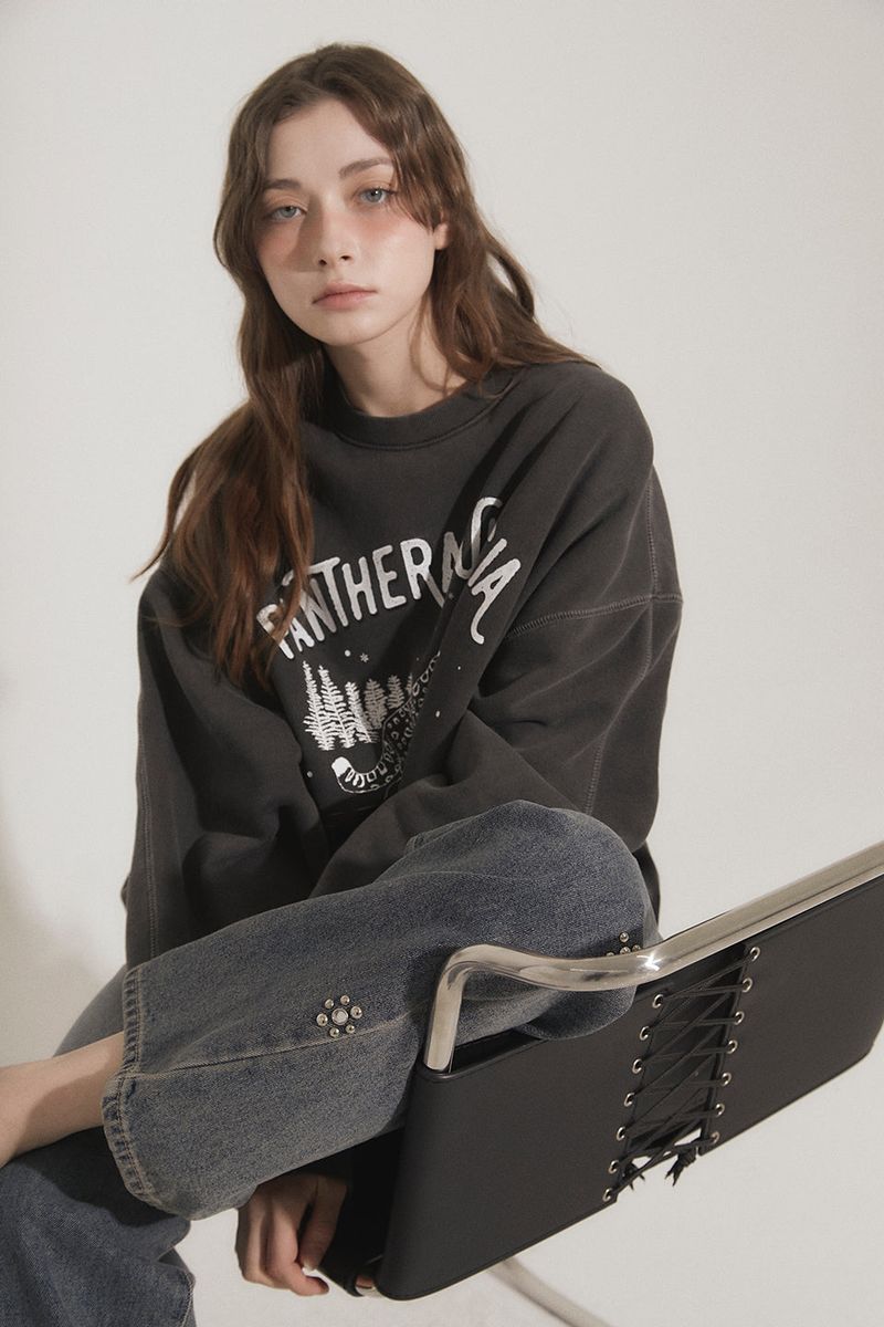 SNOW LEOPARD PRINT SWEATSHIRT [normal] [BLACK]