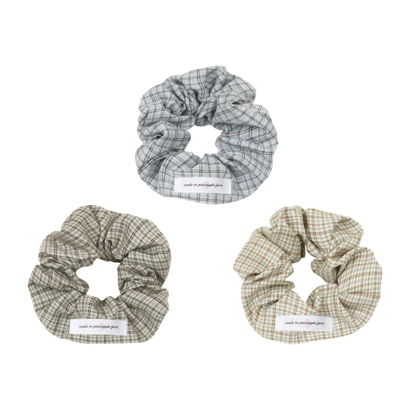 [3EA 1SET] MORI COTTAGE CHECK SCRUNCHIE