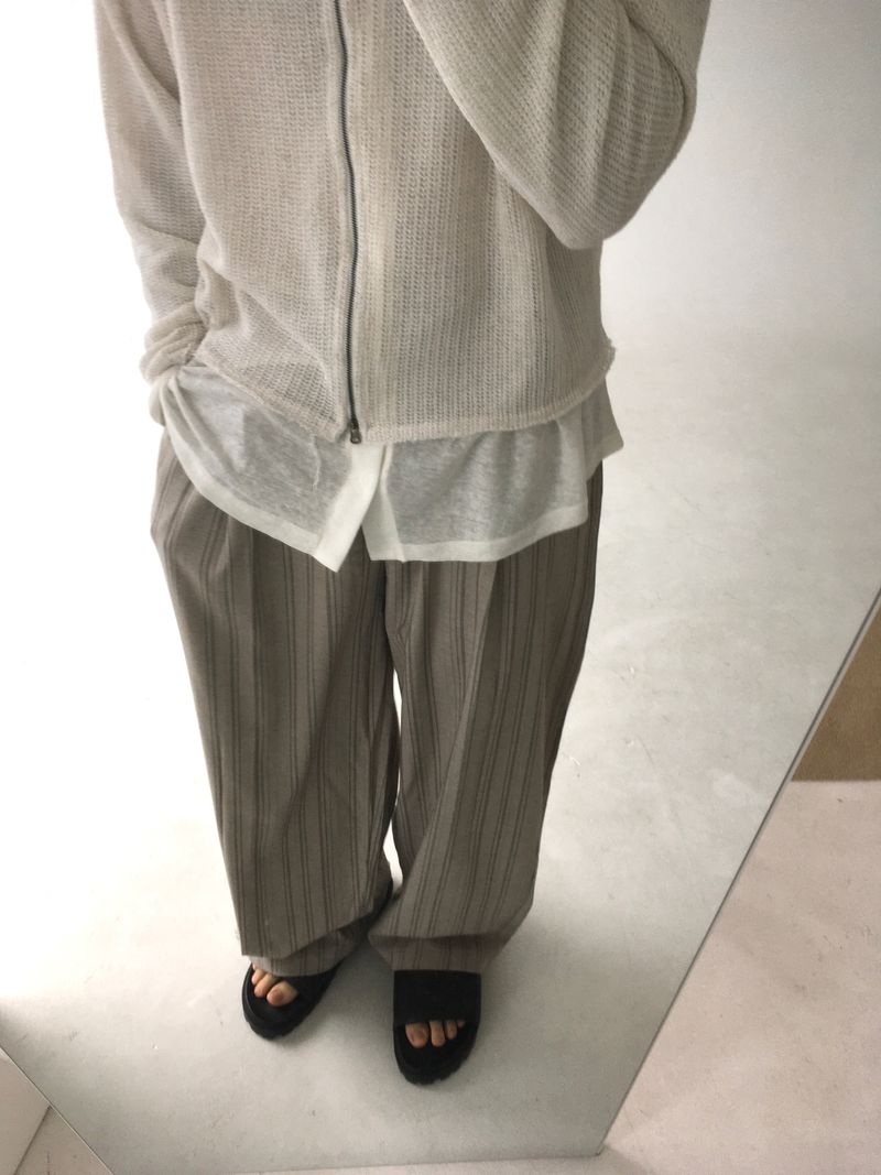 stripe banding rayon slacks(2colors)