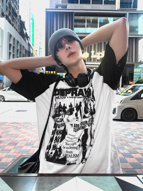 COSYHARU（コシハル）の「Dominic Color-Block Raglan Short-Sleeve T-Shirt（Tops）」