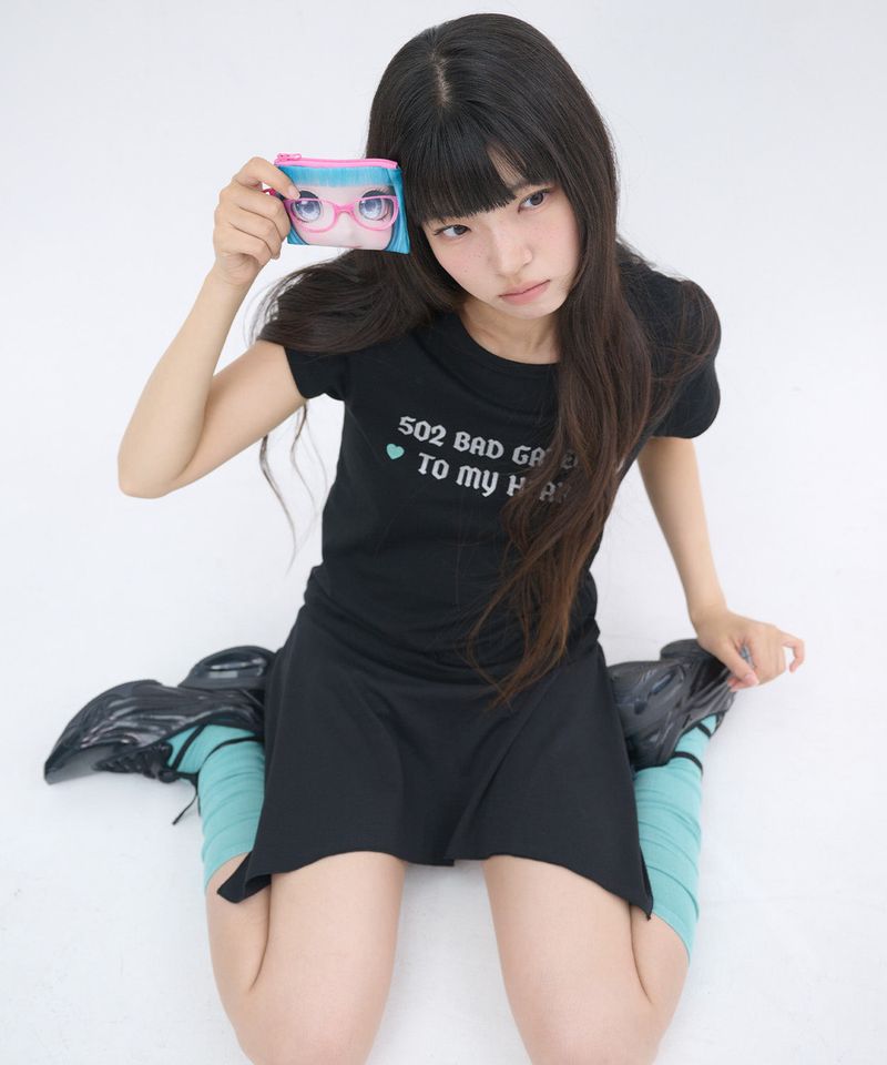 502 GLITTER LETTERING T SHIRT - BLACK